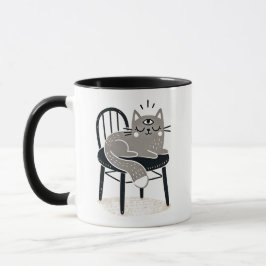 Taza Gato gris místico durmiendo en tercer ojo abierto