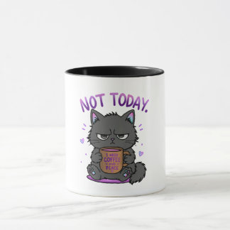 Taza Gato gruñón amante del café lindo divertido hoy no