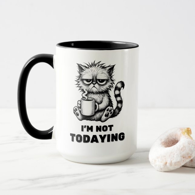 Taza Gato gruñón con café Gracioso estilo Personalizado (Con donut)
