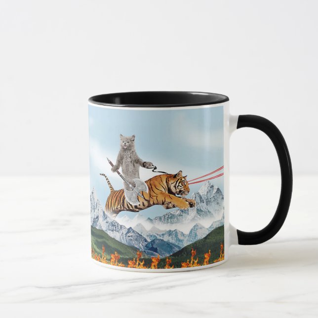 Taza Gato guerrero montando un tigre (Derecha)