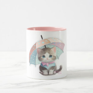 Taza gato kawaii lindo con libro