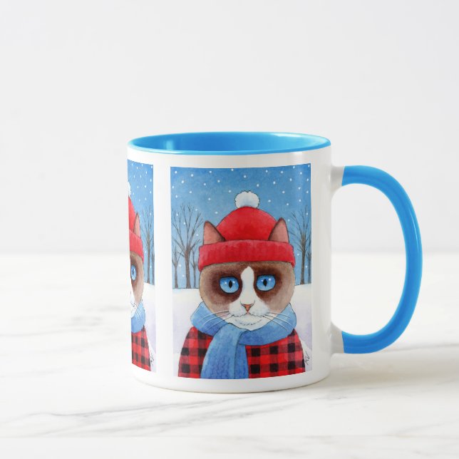 Taza Gato lindo de la raqueta, naturaleza nevosa del (Derecha)