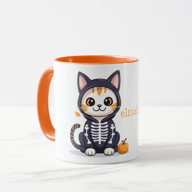 Taza Gato lindo en disfraz de Halloween (Anverso izquierdo)