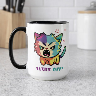 Taza Gato lindo enojado que silba y se larga.