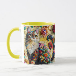 Taza Gato lindo Fantasy Vidrio manchado