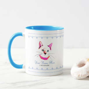 Taza Gato lindo rosado caliente amante Gato gitano Cara