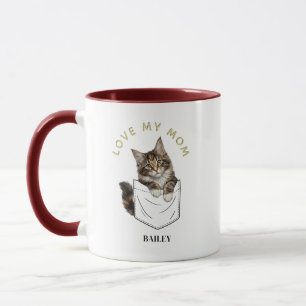 Taza Gato Maine Coon Adorable en Bolsillo Nombre