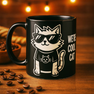 Taza Gato más frío del mundo con gafas de sol negro