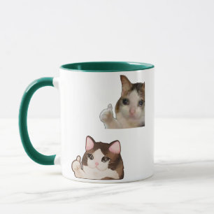 Taza Gato Meme Pulgar Arriba Divertido OK Gato Mem