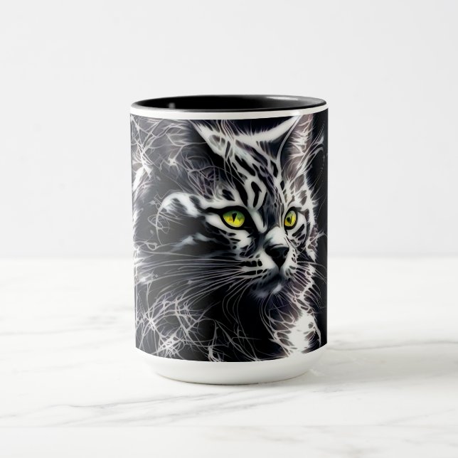 Taza Gato místico: un sorbo de elegancia abstracta (Centro)