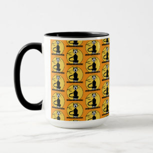 Taza Gato naranja aullando Halloween Retro Café