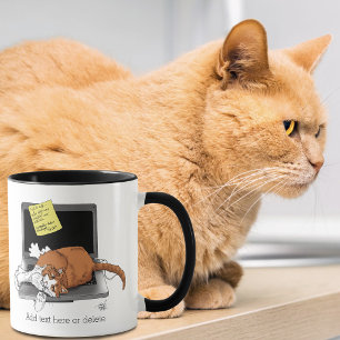 Taza Gato Naranja Divertido Portátil Verde Trabajo Casa