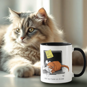 Taza Gato Naranja Divertido Portátil Verde Trabajo Casa