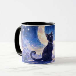 Taza Gato Negro a la Luz de la Luna