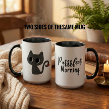 Gato Negro Adorable Mañana Purrfecta Frase Diverti