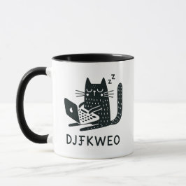 Taza Gato negro caprichoso tipeando sabiduría mística