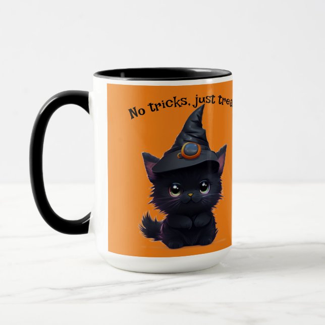 Taza Gato negro chiflado de Halloween (Izquierda)