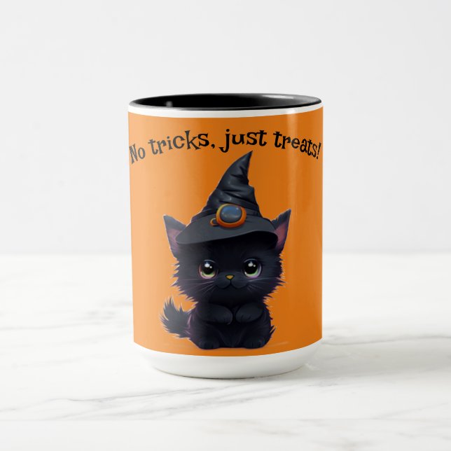 Taza Gato negro chiflado de Halloween (Centro)