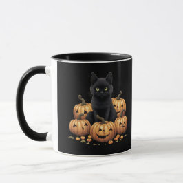 Taza Gato negro con calabazas