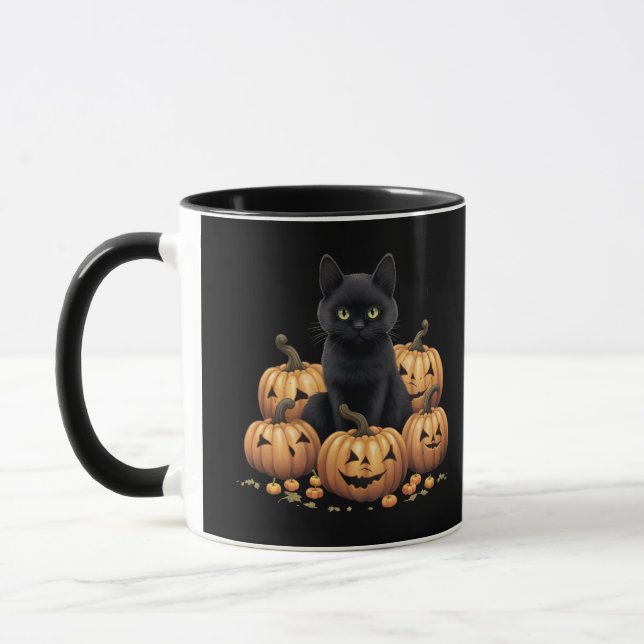 Taza Gato negro con calabazas (Izquierda)