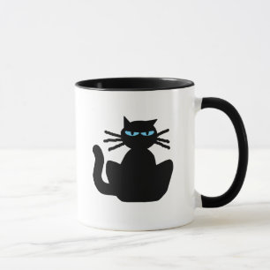 Taza Gato negro con los ojos azules Personalizado