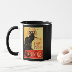 Taza Gato negro de Art Nouveau Le Chat Noir del vintage