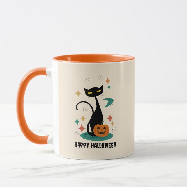 Taza Gato negro de Halloween Mid Century (Izquierda)
