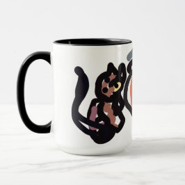Taza gato negro de Halloween y cuervo