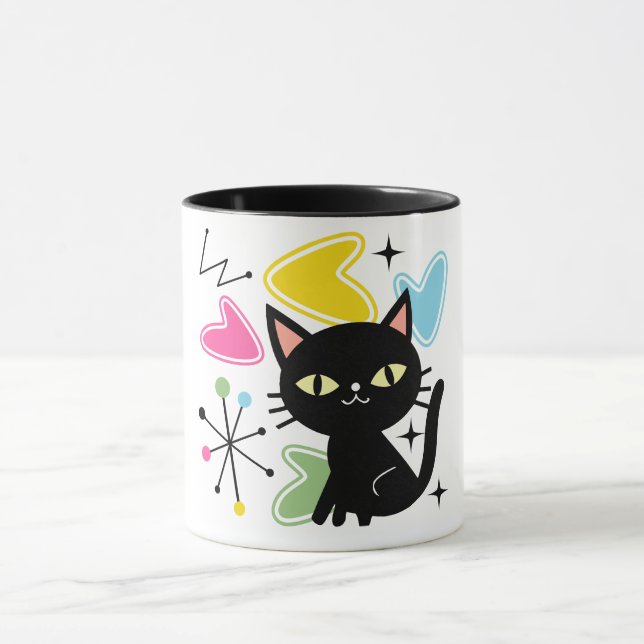 Taza Gato negro de Mid Century (Centro)