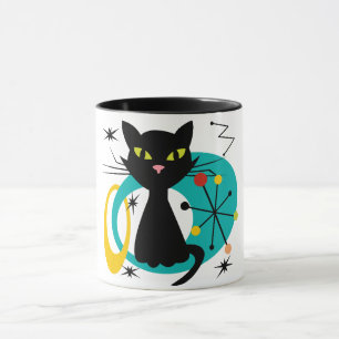 Taza Gato negro de Mid Century