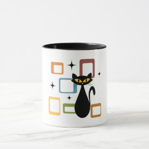 Taza Gato negro de Mid Century