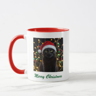 Taza Gato negro de navidades - foto personalizada de Sa