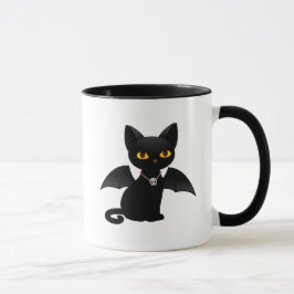 Taza Gato negro de vampiros de Halloween con alas