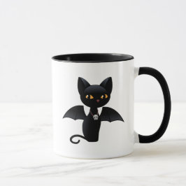 Taza Gato negro de vampiros de Halloween con alas