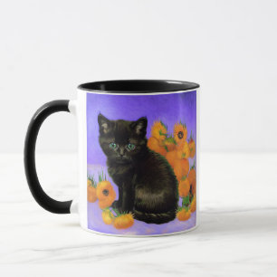 Taza Gato negro de Van Gogh con girasoles