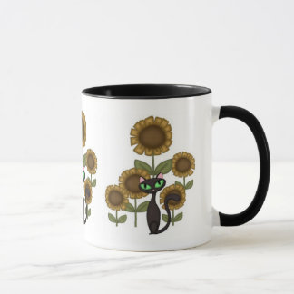 Taza Gato negro del girasol