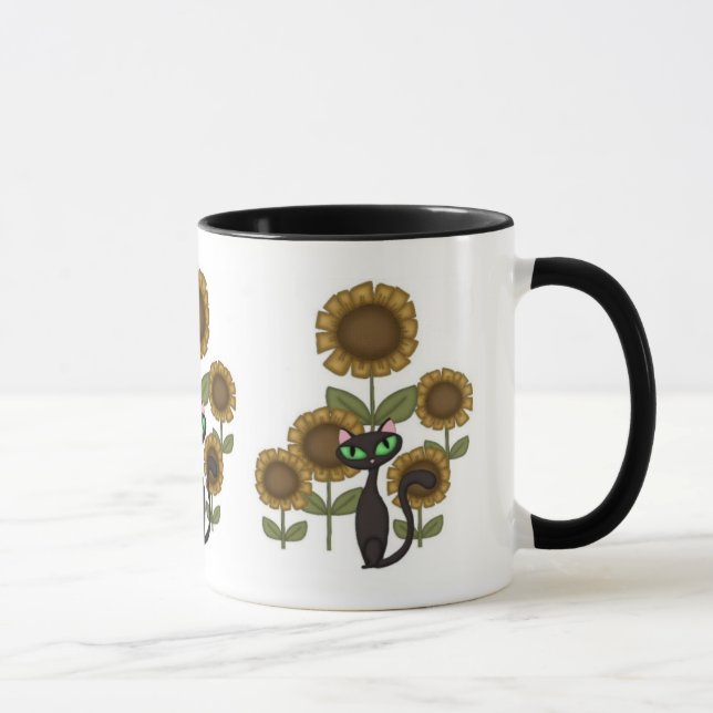 Taza Gato negro del girasol (Derecha)