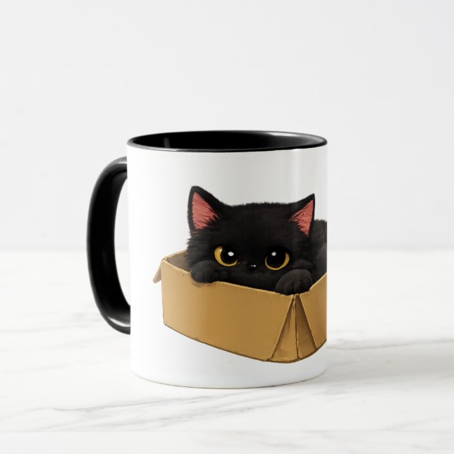 Taza Gato Negro en una Caja (Anverso izquierdo)