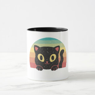 Taza Gato Negro Espiando – Estética Retro de Puesta de 
