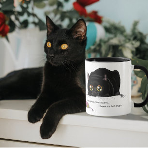 Taza Gato negro juguetón con trasero de crema y movimie