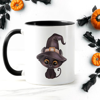 Taza Gato negro lindo Feliz calabaza tallada en Hallowe