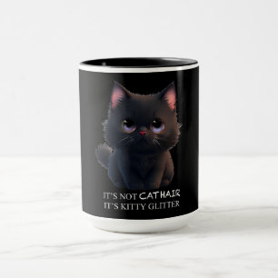 Taza Gato negro lindo y esponjoso