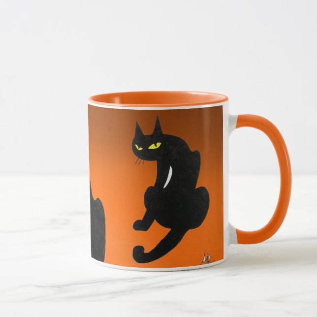 Taza GATO NEGRO NINJA Naranja Halloween (Derecha)