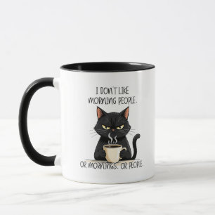 Taza Gato Negro 'No Me Gustan las Personas Mañaner