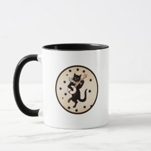 Taza Gato negro tocando banjo