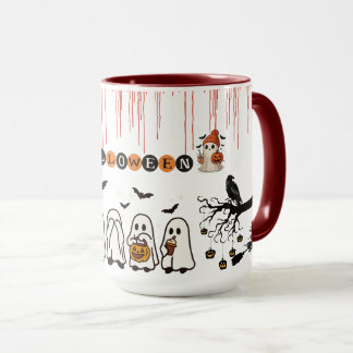 Taza Gato negro y calabaza de Halloween adorable tempor