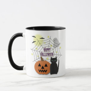 Taza Gato negro y calabaza no asusta Halloween