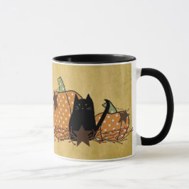 Taza Gato negro y calabazas