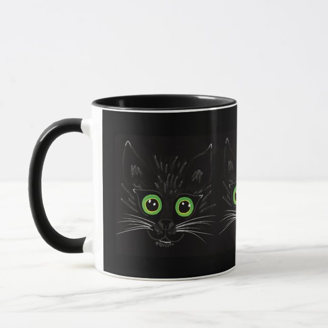 Taza Gato Oído Verde Sonriente (Izquierda)