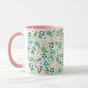 Taza Gato Paisley Vintage de los 60 
